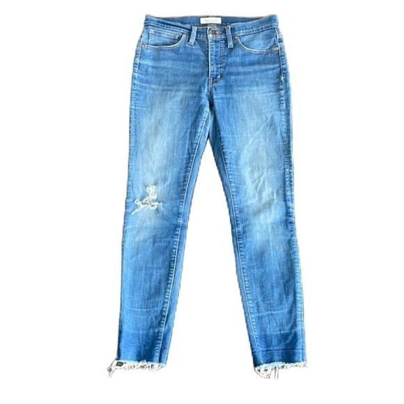 Sz27 Madewell 9” Mid-Rise Skinny and Distressed in a Medium Light Wash GUC - Picture 4 of 14